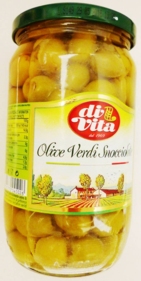 Olivy zelené celé S kôstkou sklo. 700 gr DI VITA